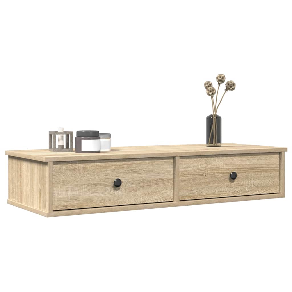 Wandschap met lades 100x37,5x19 cm bewerkt hout sonoma eiken is nu te koop bij PeponiXL, paradijselijk wonen!