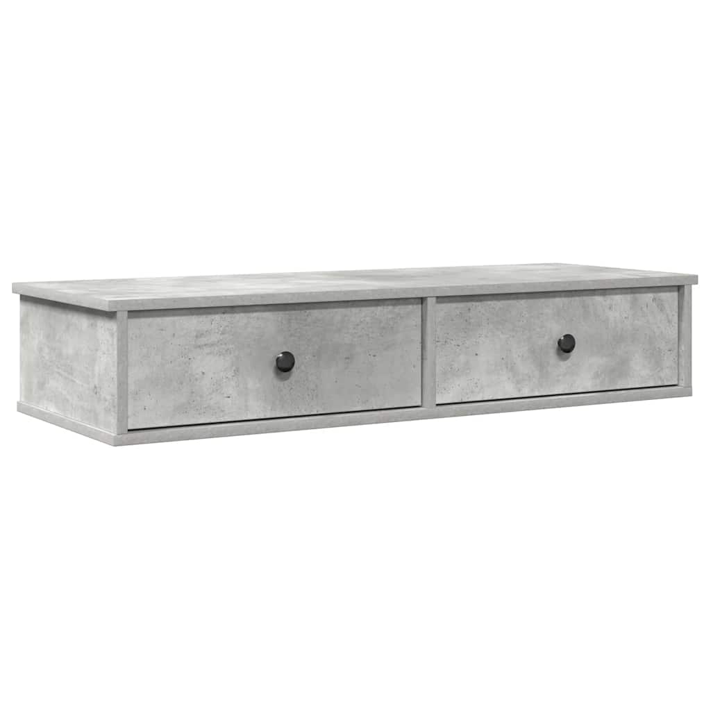Wandschap met lades 100x37,5x19 cm bewerkt hout betongrijs is nu te koop bij PeponiXL, paradijselijk wonen!