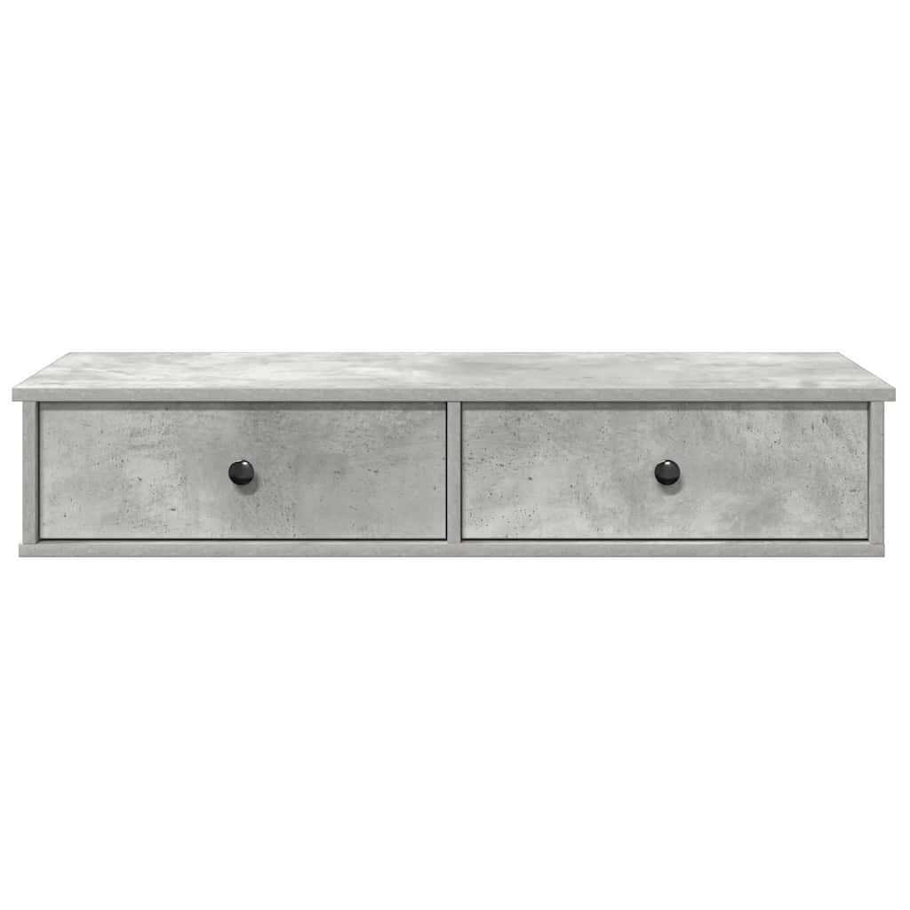 Wandschap met lades 100x37,5x19 cm bewerkt hout betongrijs is nu te koop bij PeponiXL, paradijselijk wonen!