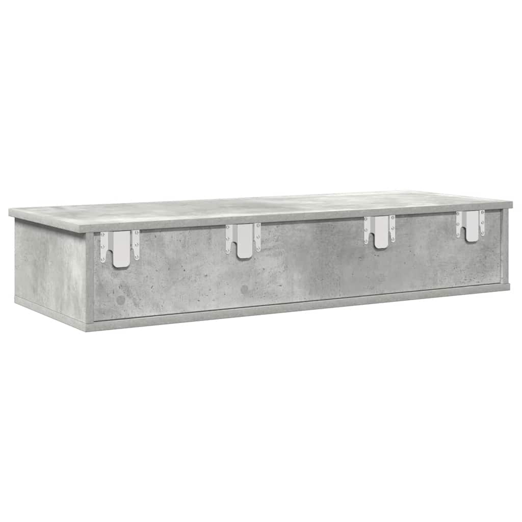 Wandschap met lades 100x37,5x19 cm bewerkt hout betongrijs is nu te koop bij PeponiXL, paradijselijk wonen!