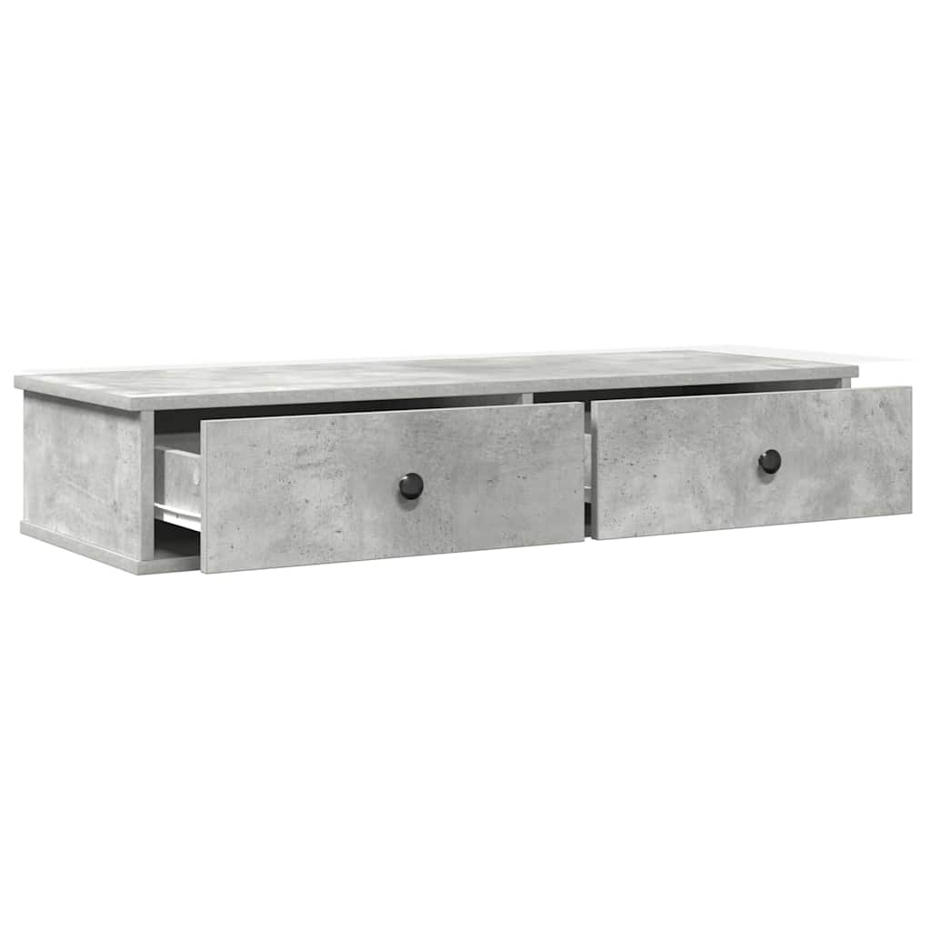 Wandschap met lades 100x37,5x19 cm bewerkt hout betongrijs is nu te koop bij PeponiXL, paradijselijk wonen!