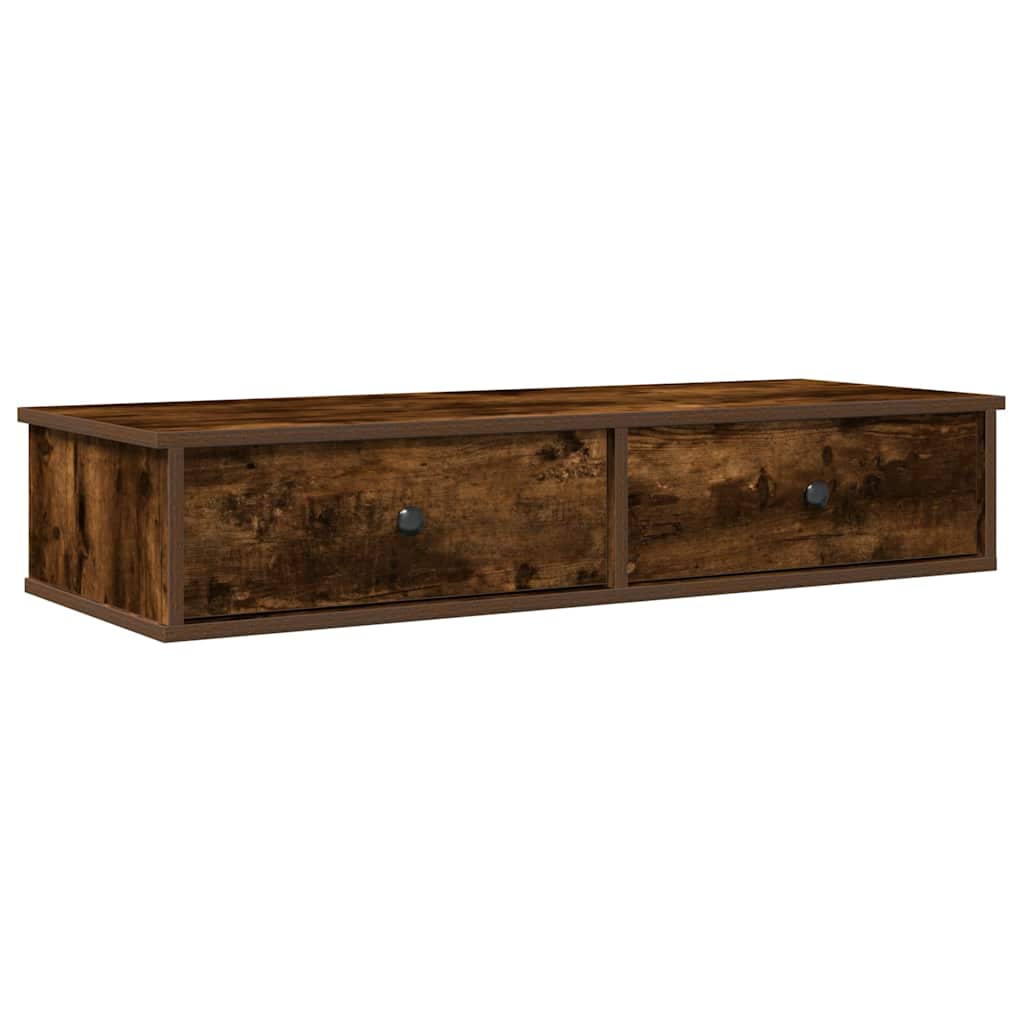 Wandschap met lades 100x37,5x19 cm bewerkt hout gerookt eiken is nu te koop bij PeponiXL, paradijselijk wonen!
