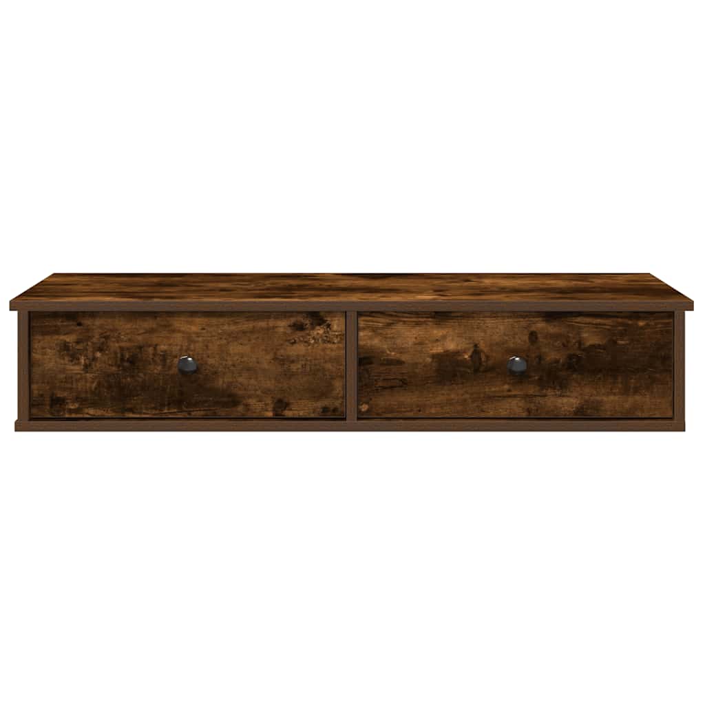 Wandschap met lades 100x37,5x19 cm bewerkt hout gerookt eiken is nu te koop bij PeponiXL, paradijselijk wonen!