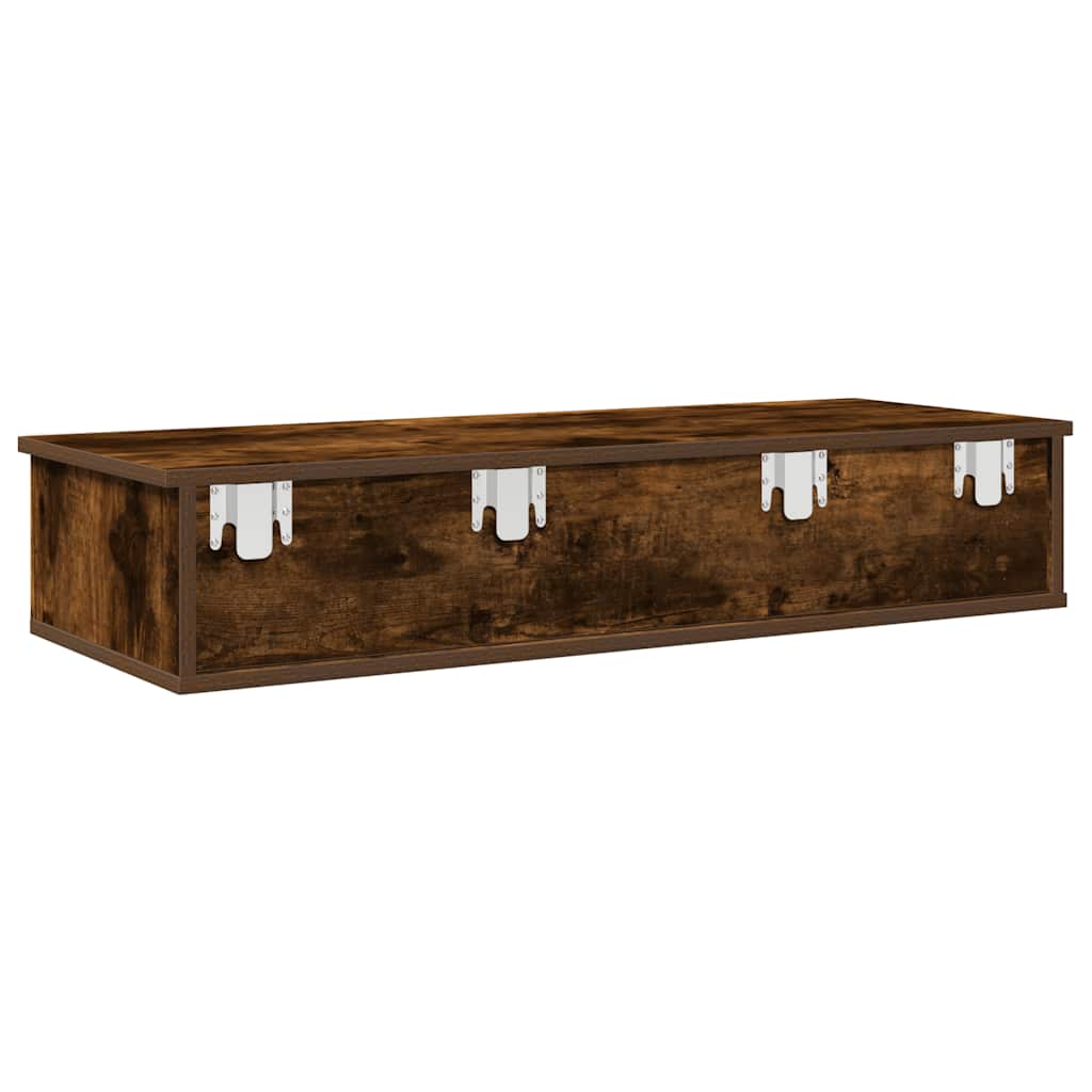 Wandschap met lades 100x37,5x19 cm bewerkt hout gerookt eiken is nu te koop bij PeponiXL, paradijselijk wonen!