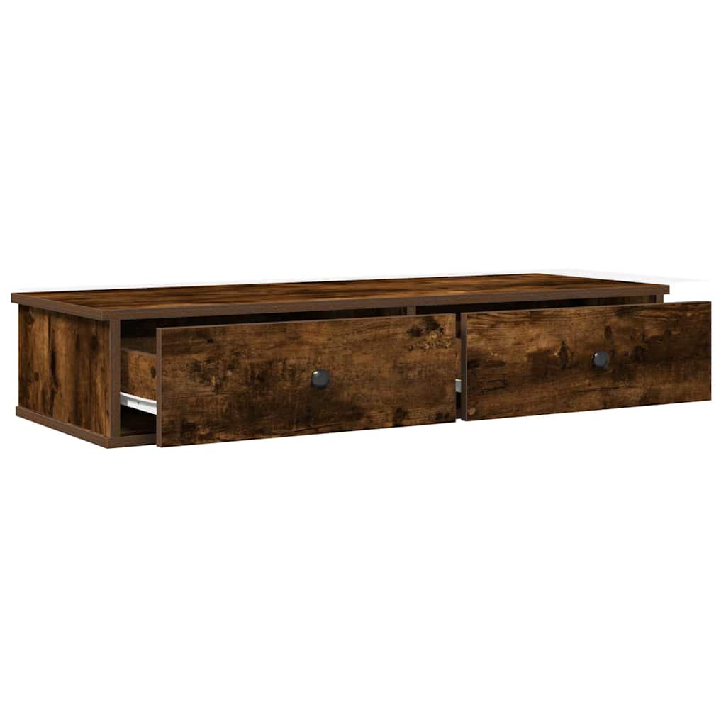 Wandschap met lades 100x37,5x19 cm bewerkt hout gerookt eiken is nu te koop bij PeponiXL, paradijselijk wonen!