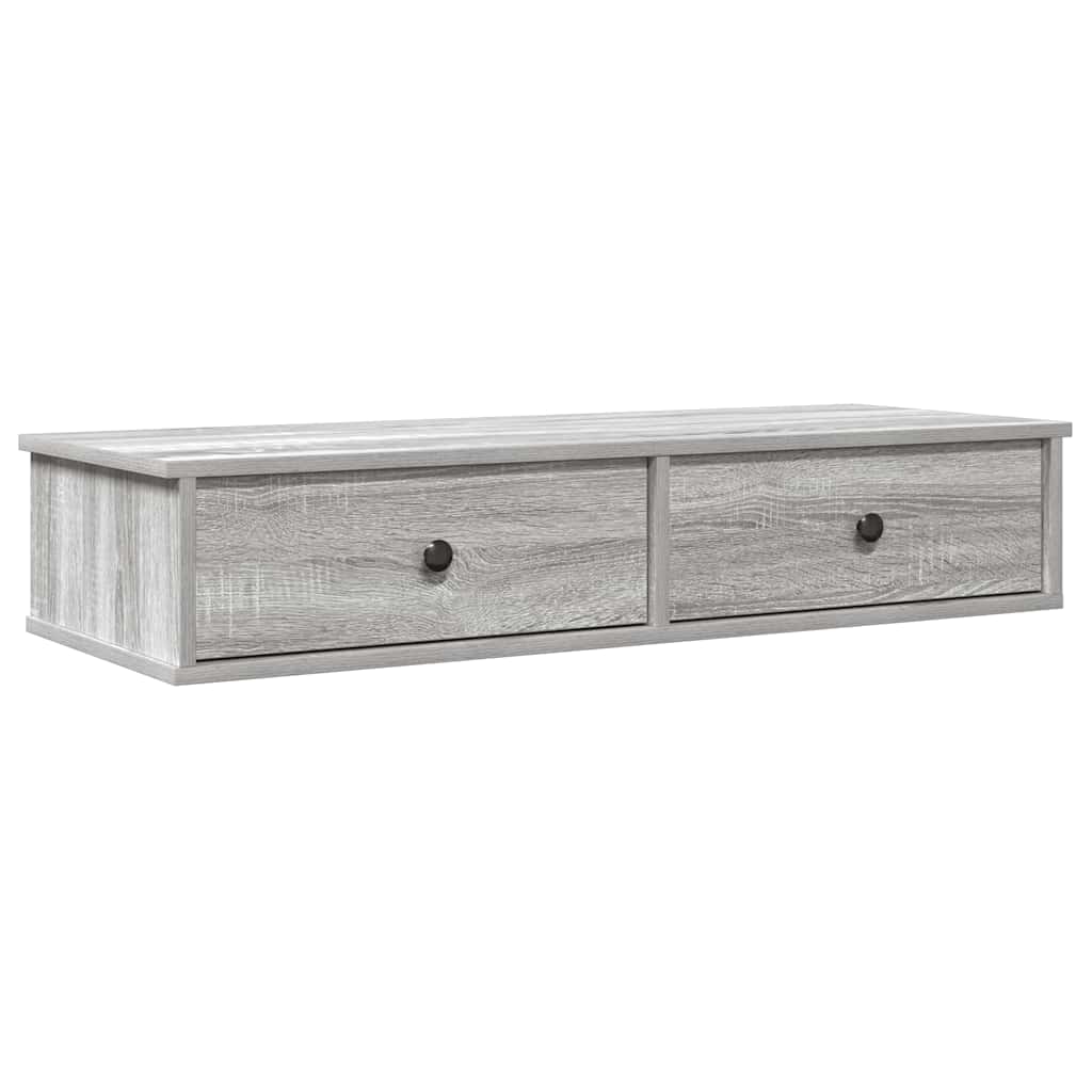 Wandschap met lades 100x37,5x19 cm bewerkt hout grijs sonoma is nu te koop bij PeponiXL, paradijselijk wonen!