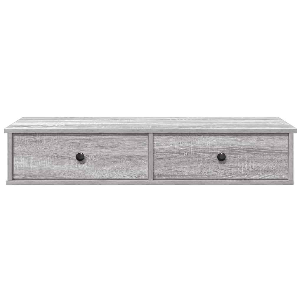 Wandschap met lades 100x37,5x19 cm bewerkt hout grijs sonoma is nu te koop bij PeponiXL, paradijselijk wonen!