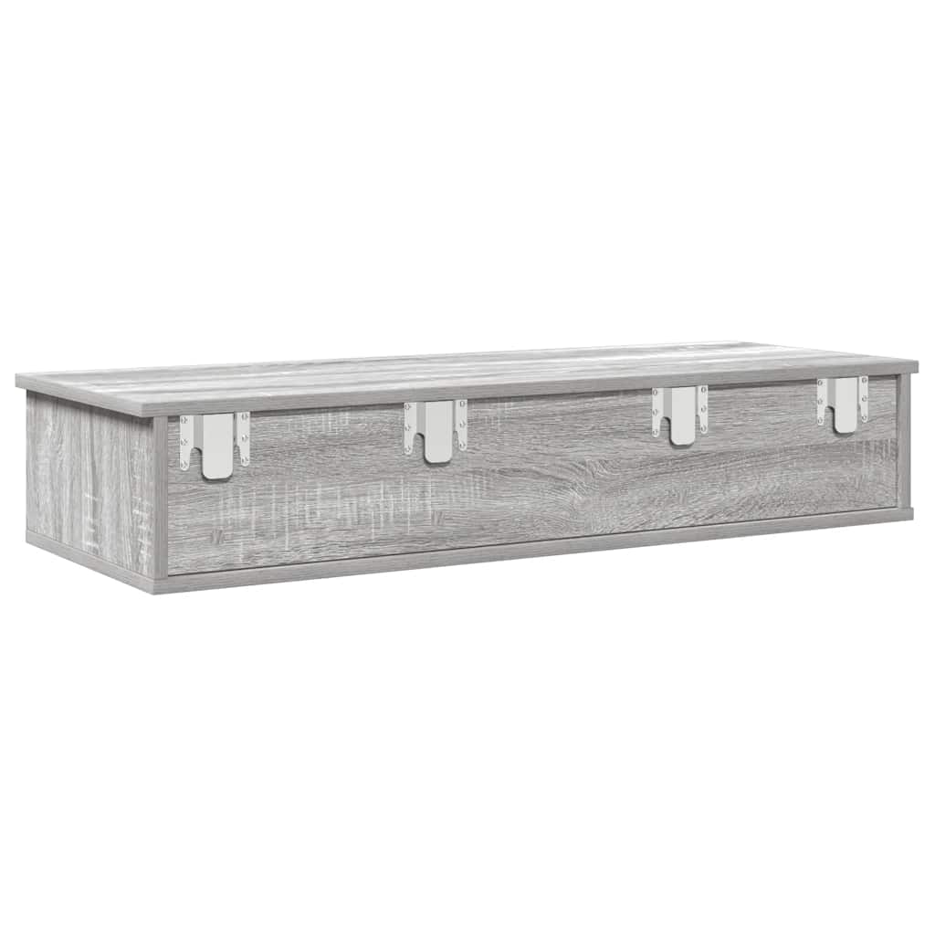 Wandschap met lades 100x37,5x19 cm bewerkt hout grijs sonoma is nu te koop bij PeponiXL, paradijselijk wonen!