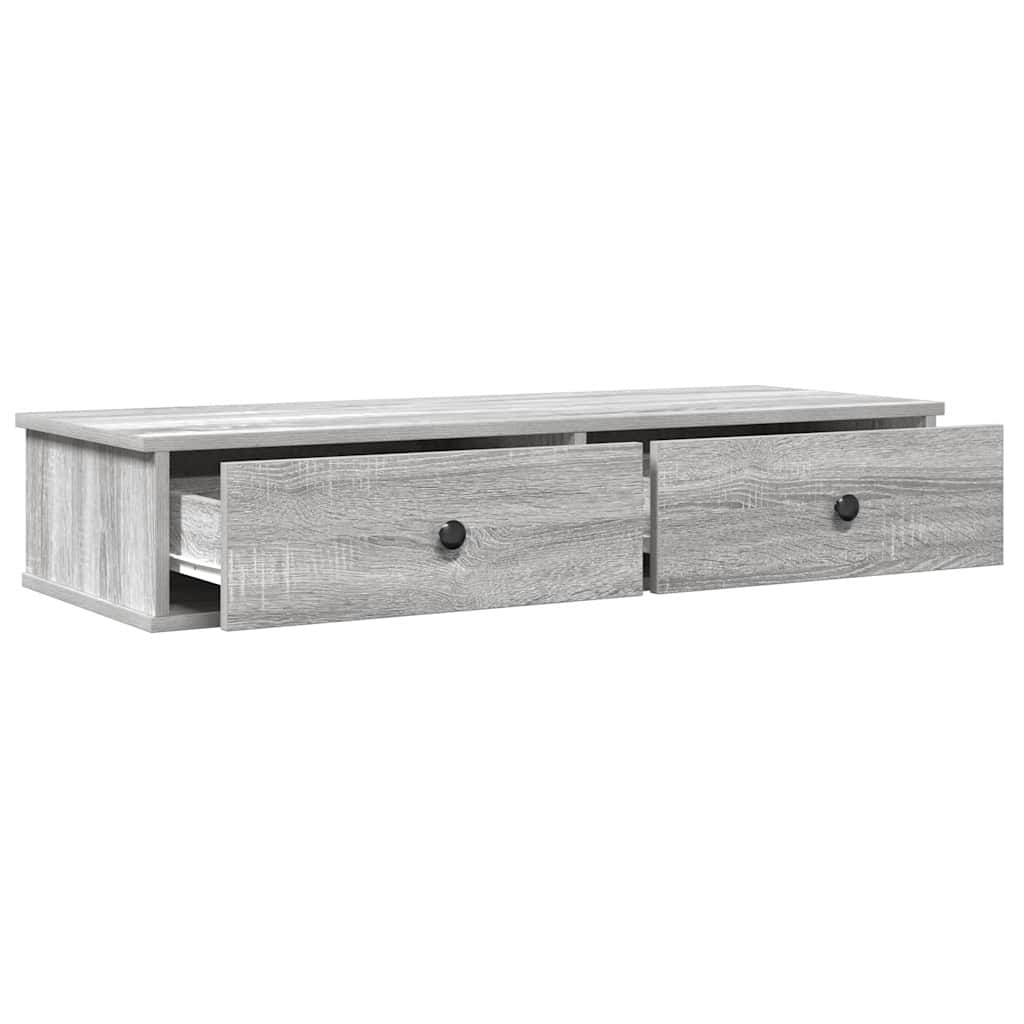 Wandschap met lades 100x37,5x19 cm bewerkt hout grijs sonoma is nu te koop bij PeponiXL, paradijselijk wonen!