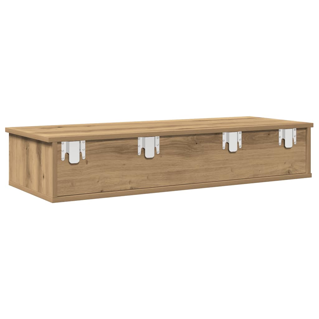 Wandschap met lades 100x37,5x19cm bewerkt hout artisanaal eiken is nu te koop bij PeponiXL, paradijselijk wonen!