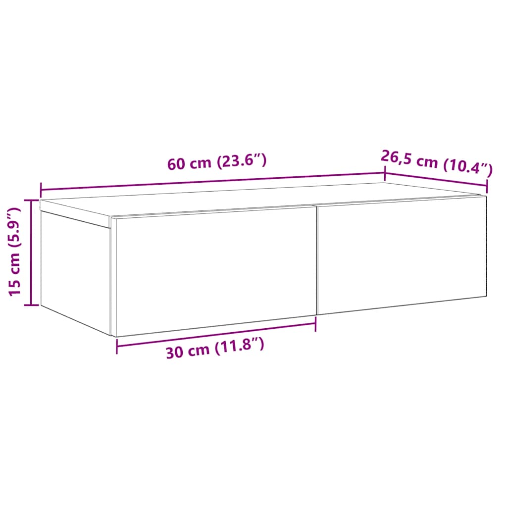 Wandschap met lades 60x26,5x15 cm bewerkt hout wit is nu te koop bij PeponiXL, paradijselijk wonen!