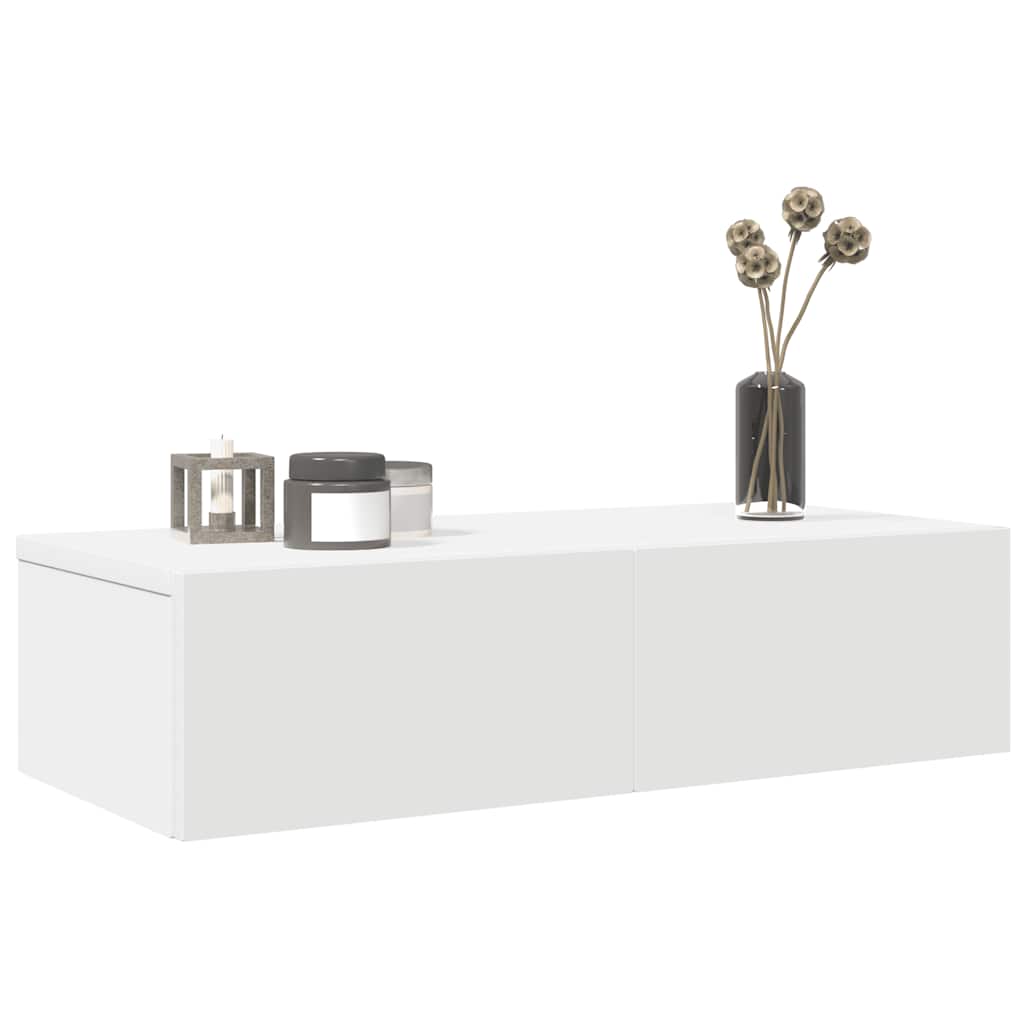 Wandschap met lades 60x26,5x15 cm bewerkt hout wit is nu te koop bij PeponiXL, paradijselijk wonen!