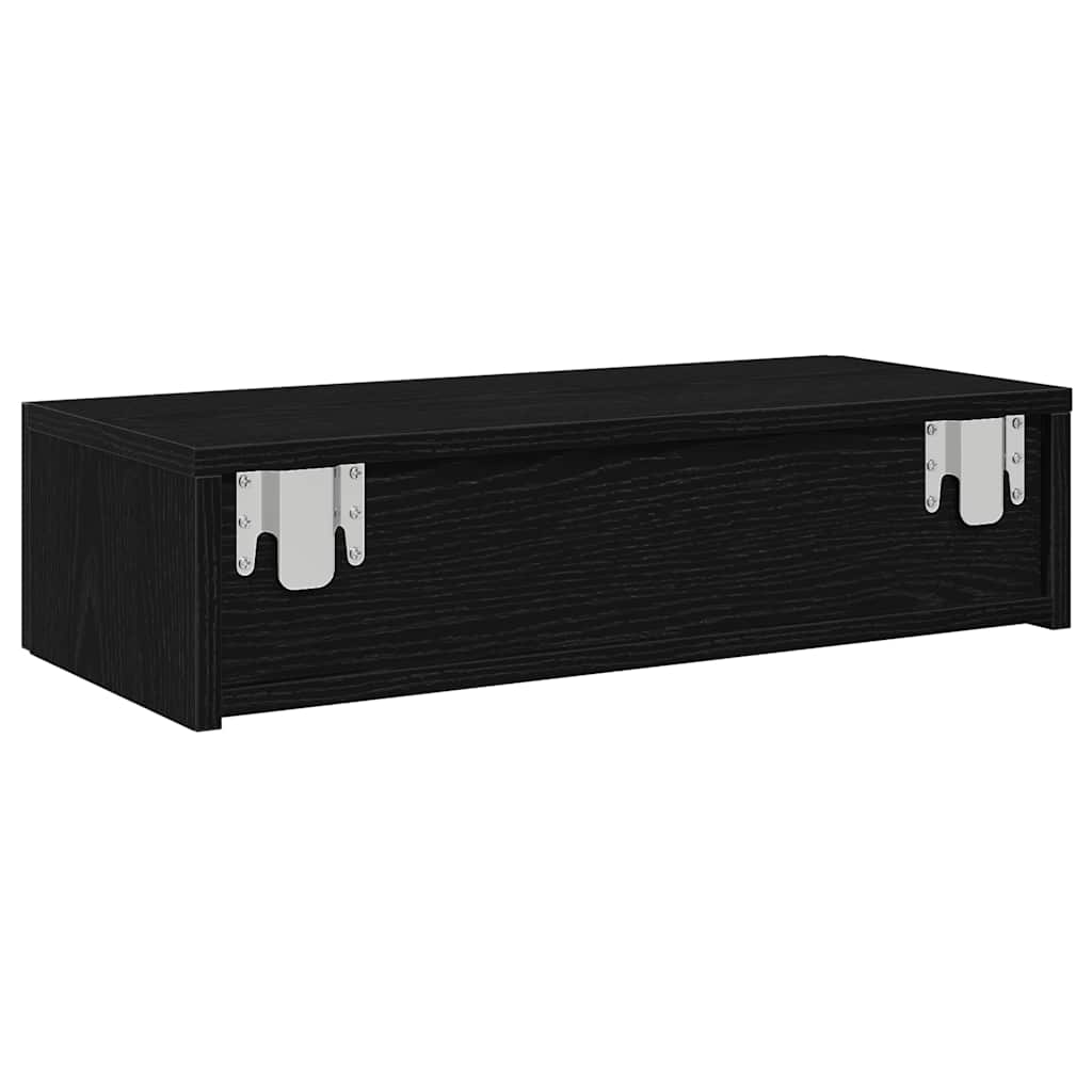 Wandschap met lades 60x26,5x15 cm bewerkt hout zwart is nu te koop bij PeponiXL, paradijselijk wonen!