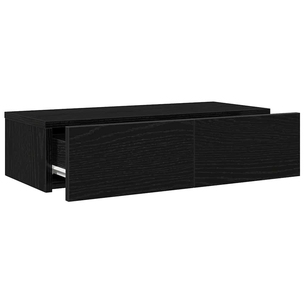 Wandschap met lades 60x26,5x15 cm bewerkt hout zwart is nu te koop bij PeponiXL, paradijselijk wonen!