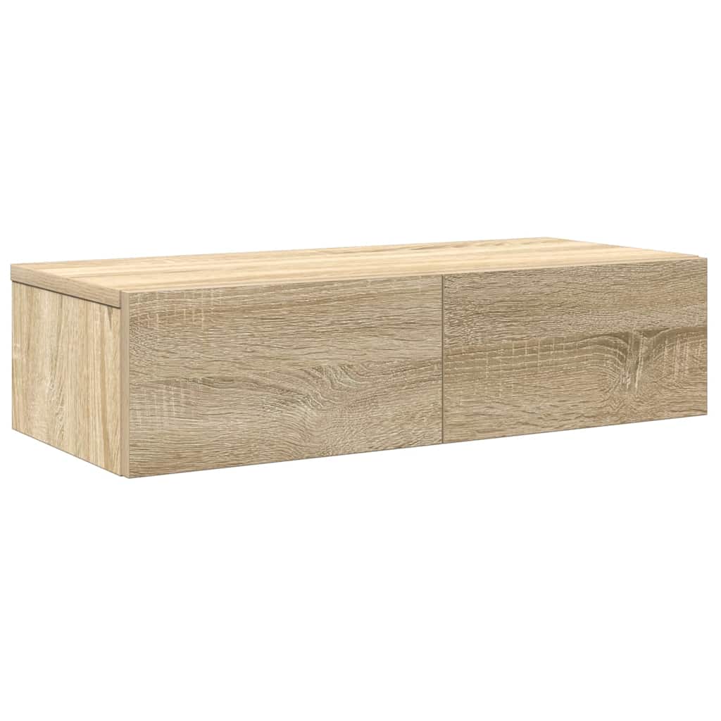 Wandschap met lades 60x26,5x15cm bewerkt hout sonoma eikenkleur is nu te koop bij PeponiXL, paradijselijk wonen!
