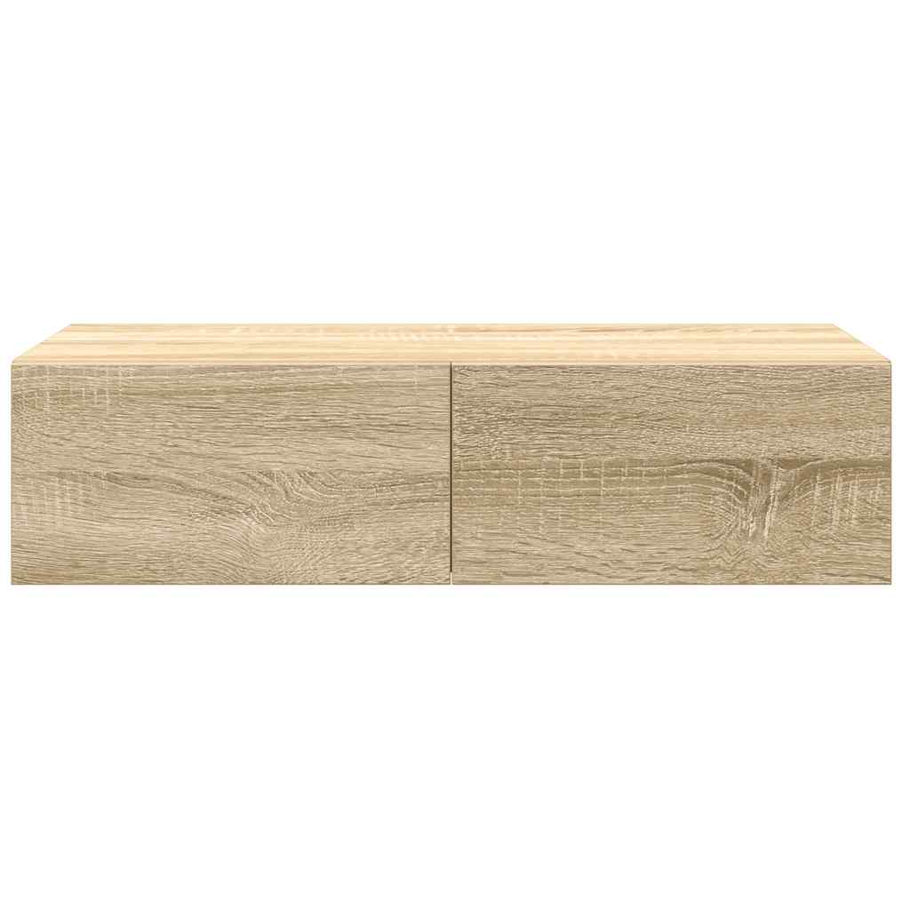 Wandschap met lades 60x26,5x15cm bewerkt hout sonoma eikenkleur is nu te koop bij PeponiXL, paradijselijk wonen!