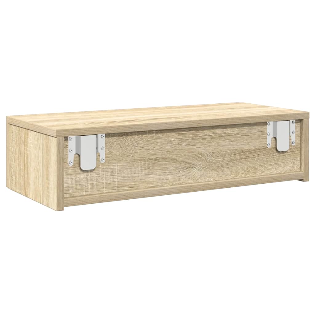 Wandschap met lades 60x26,5x15cm bewerkt hout sonoma eikenkleur is nu te koop bij PeponiXL, paradijselijk wonen!
