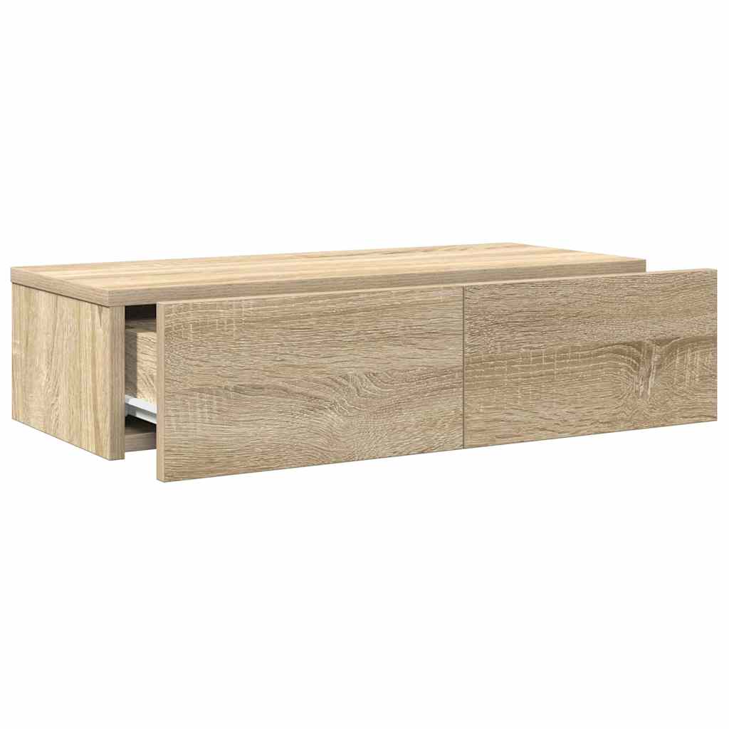 Wandschap met lades 60x26,5x15cm bewerkt hout sonoma eikenkleur is nu te koop bij PeponiXL, paradijselijk wonen!