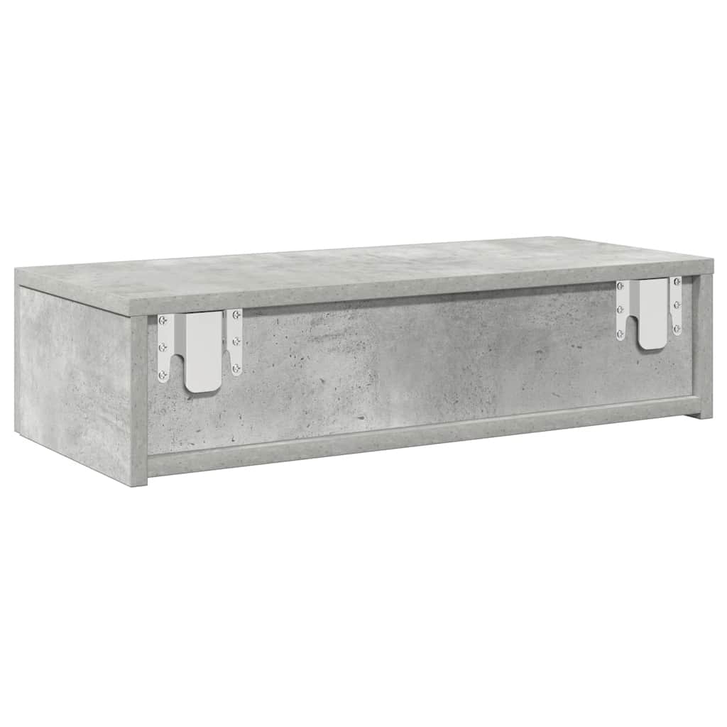 Wandschap met lades 60x26,5x15 cm bewerkt hout betongrijs is nu te koop bij PeponiXL, paradijselijk wonen!