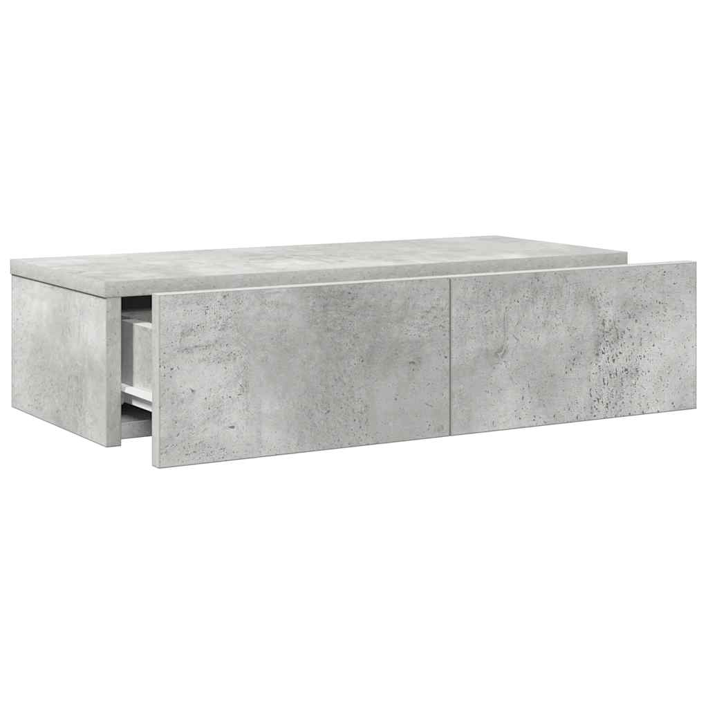 Wandschap met lades 60x26,5x15 cm bewerkt hout betongrijs is nu te koop bij PeponiXL, paradijselijk wonen!