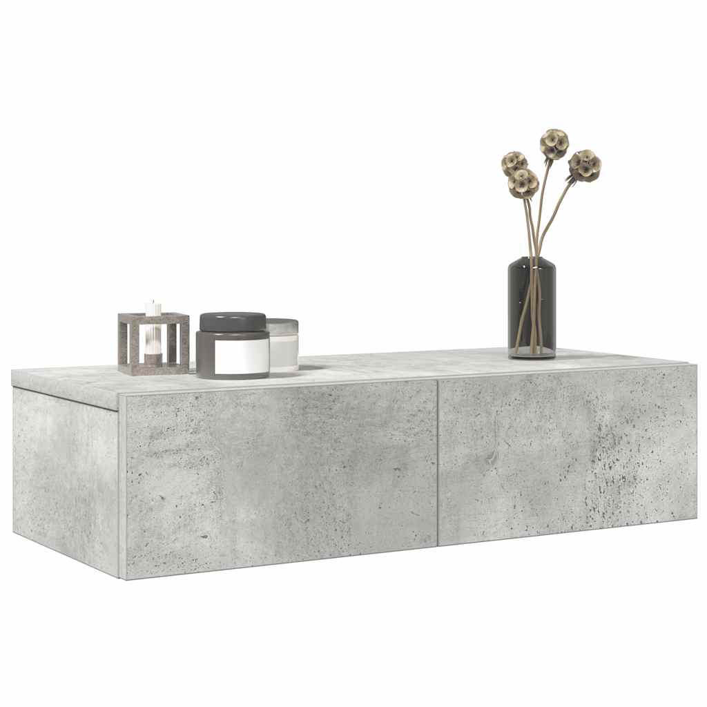 Wandschap met lades 60x26,5x15 cm bewerkt hout betongrijs is nu te koop bij PeponiXL, paradijselijk wonen!