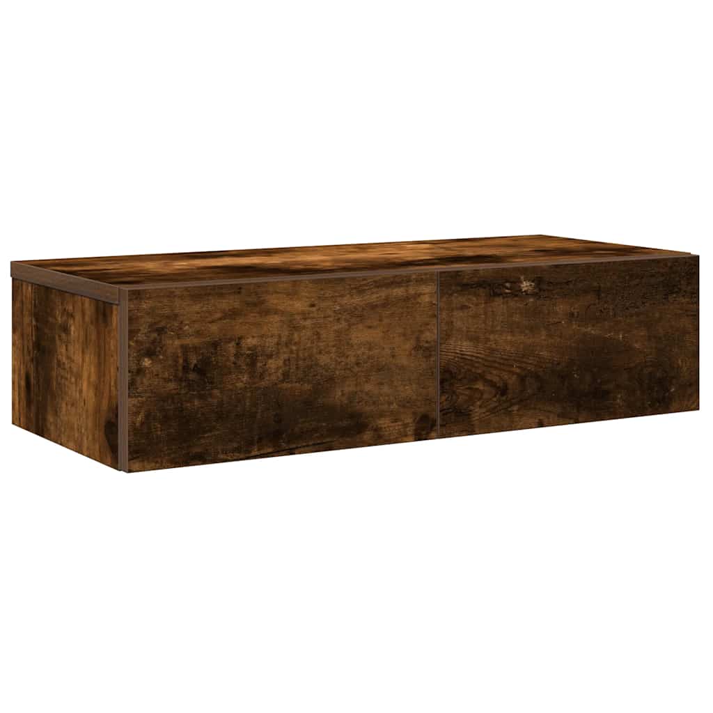 Wandschap met lades 60x26,5x15 cm bewerkt hout gerookt eiken is nu te koop bij PeponiXL, paradijselijk wonen!