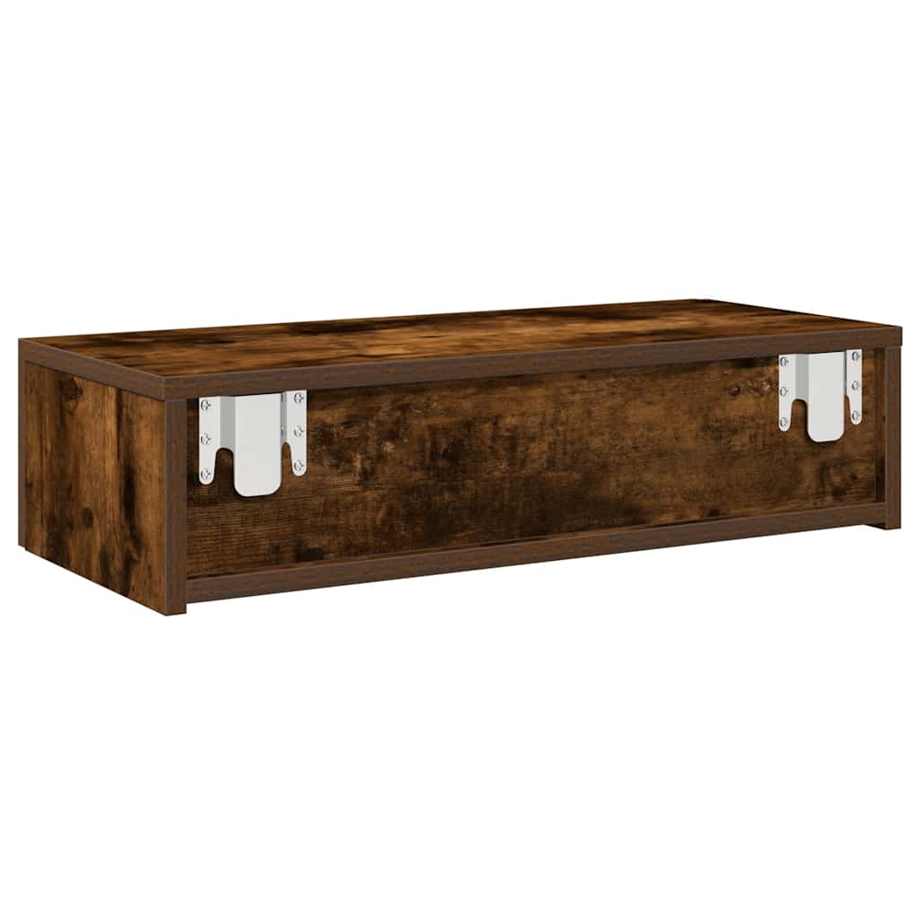 Wandschap met lades 60x26,5x15 cm bewerkt hout gerookt eiken is nu te koop bij PeponiXL, paradijselijk wonen!