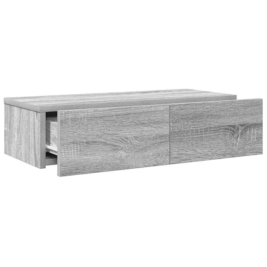 Wandschap met lades 60x26,5x15 cm bewerkt hout grijs sonoma is nu te koop bij PeponiXL, paradijselijk wonen!