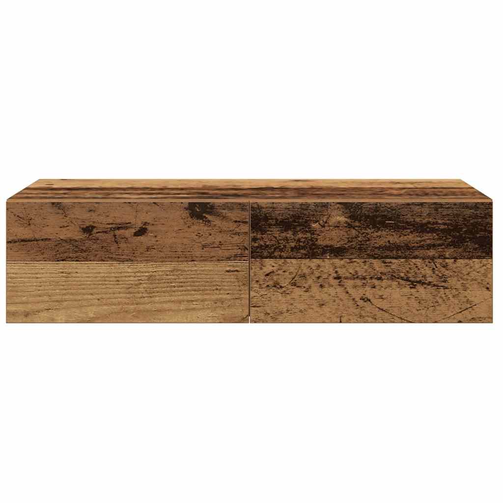 Wandschap met lades 60x26,5x15 cm bewerkt hout oud houtkleurig is nu te koop bij PeponiXL, paradijselijk wonen!
