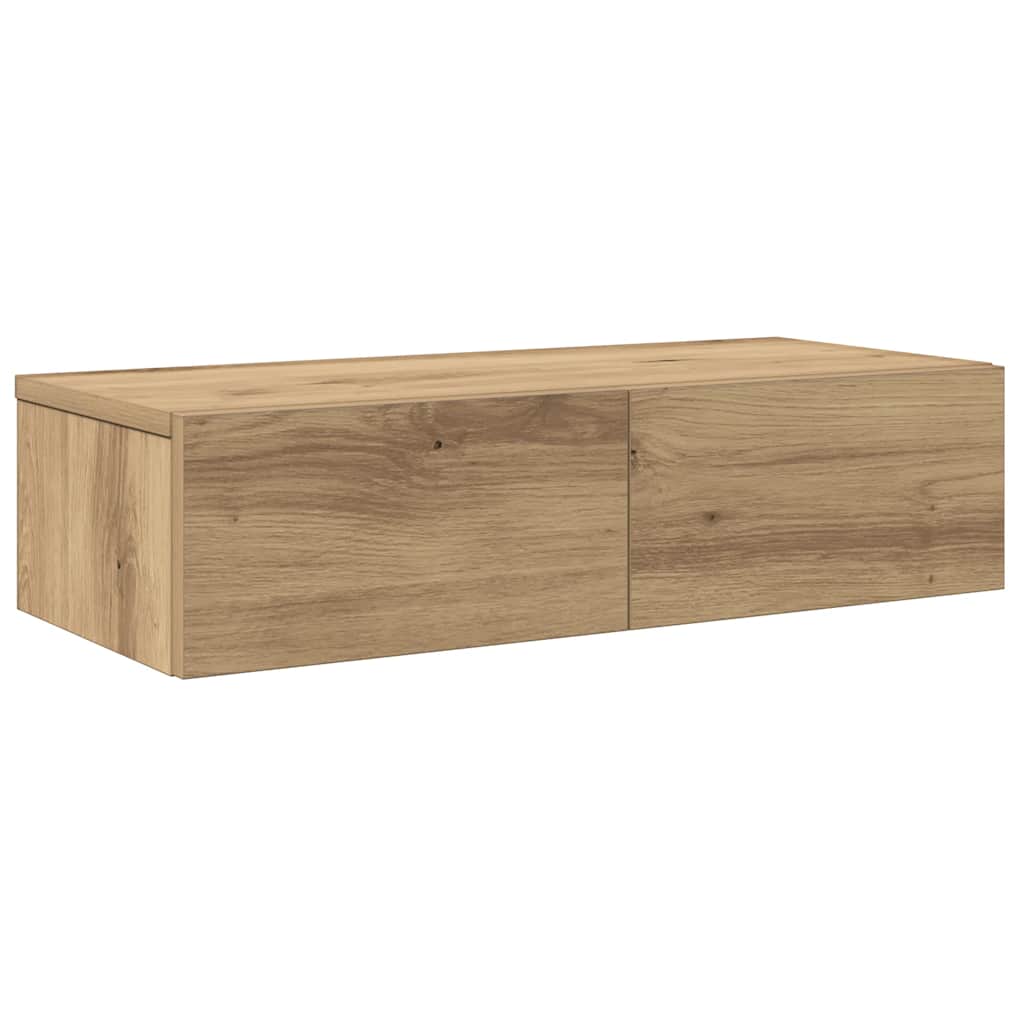 Wandschap met lades 60x26,5x15 cm bewerkt hout artisanaal eiken is nu te koop bij PeponiXL, paradijselijk wonen!