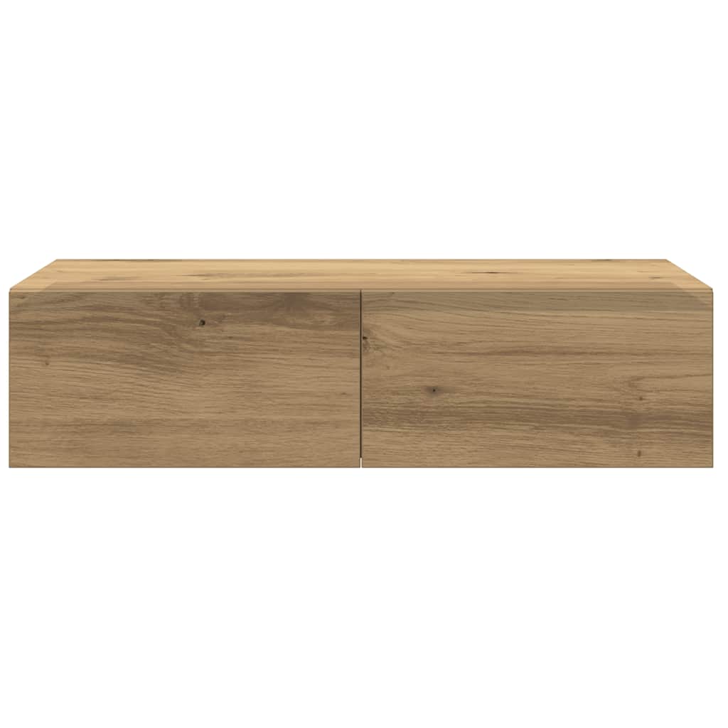 Wandschap met lades 60x26,5x15 cm bewerkt hout artisanaal eiken is nu te koop bij PeponiXL, paradijselijk wonen!