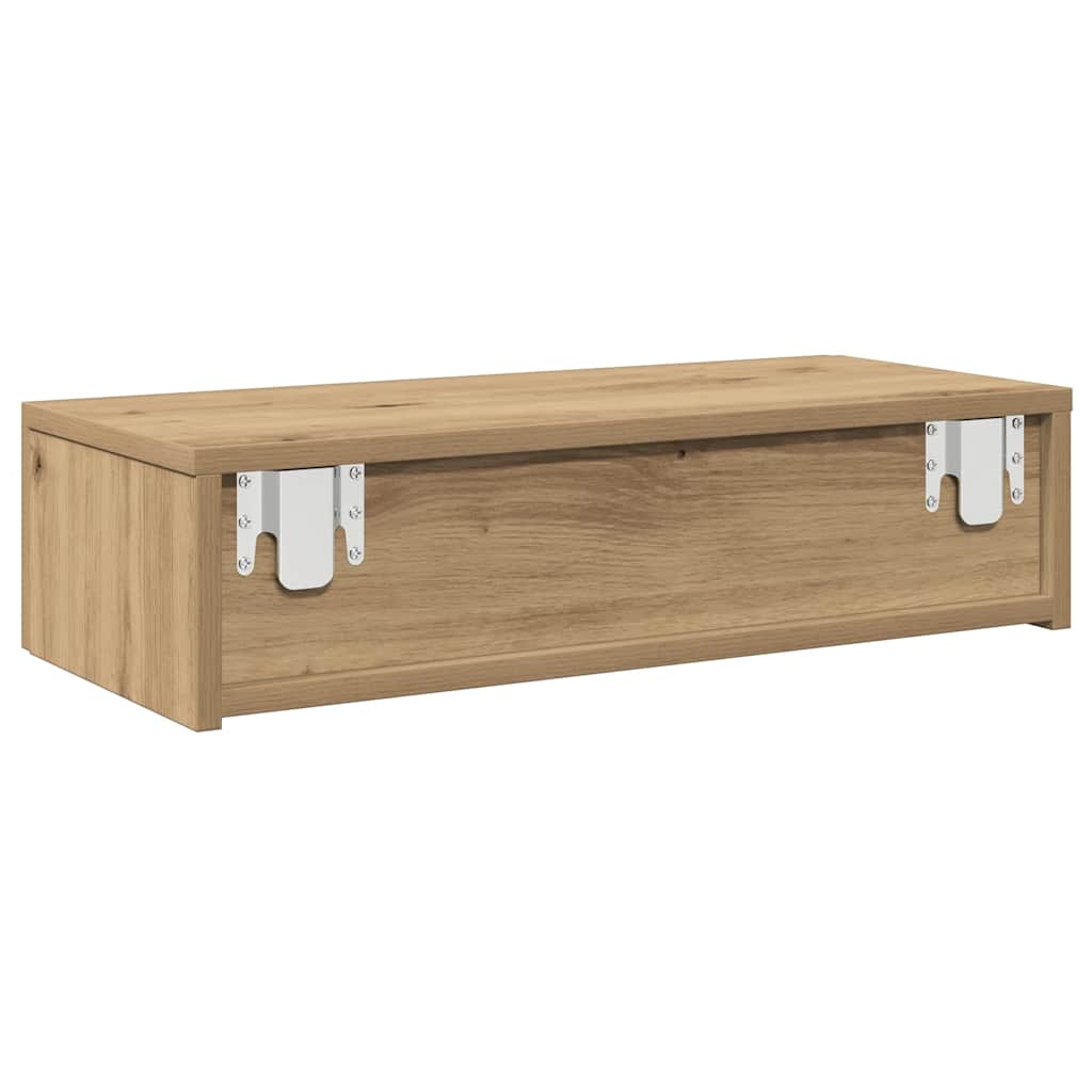 Wandschap met lades 60x26,5x15 cm bewerkt hout artisanaal eiken is nu te koop bij PeponiXL, paradijselijk wonen!