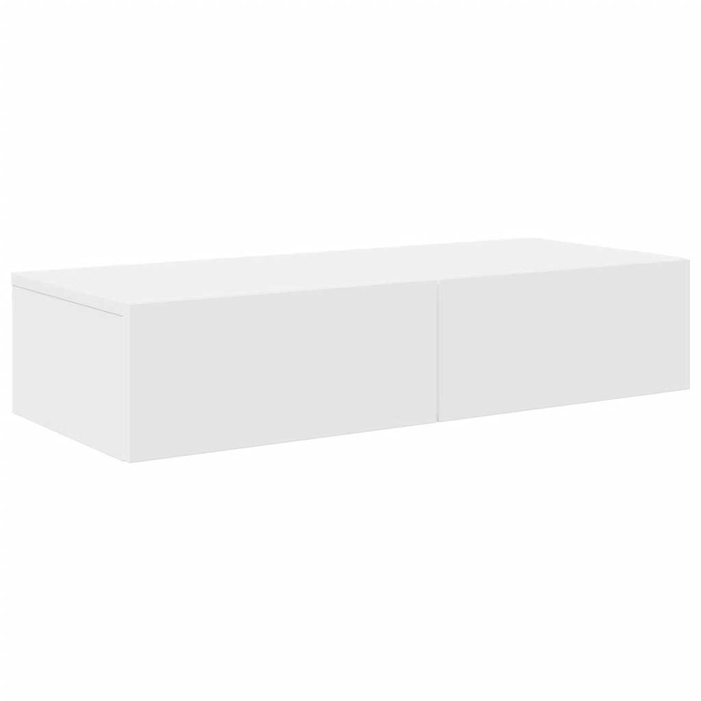 Wandschap met lades 80x33x17 cm bewerkt hout wit is nu te koop bij PeponiXL, paradijselijk wonen!