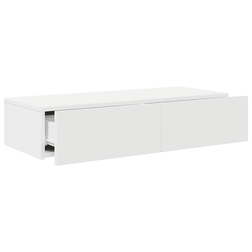 Wandschap met lades 80x33x17 cm bewerkt hout wit is nu te koop bij PeponiXL, paradijselijk wonen!