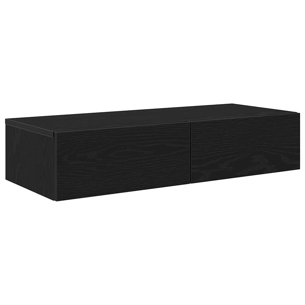 Wandschap met lades 80x33x17 cm bewerkt hout zwart is nu te koop bij PeponiXL, paradijselijk wonen!