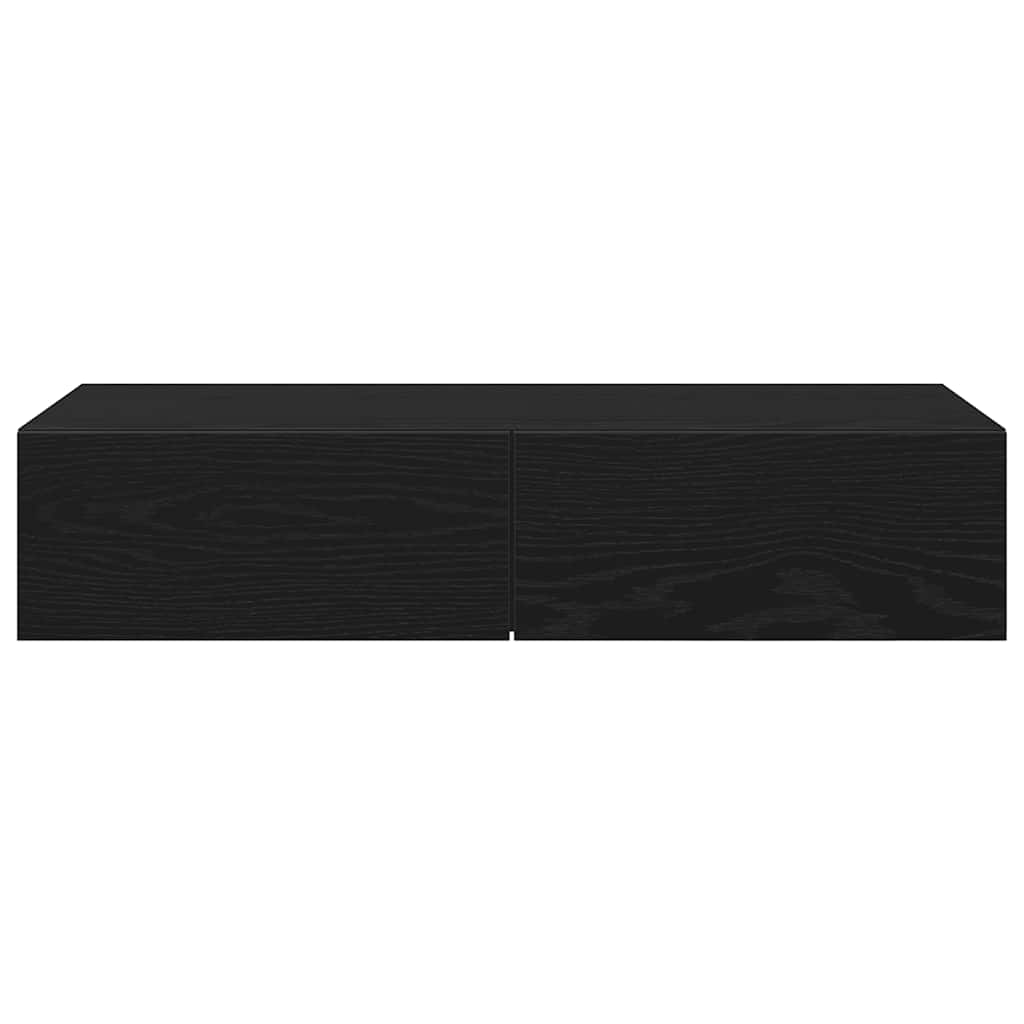 Wandschap met lades 80x33x17 cm bewerkt hout zwart is nu te koop bij PeponiXL, paradijselijk wonen!