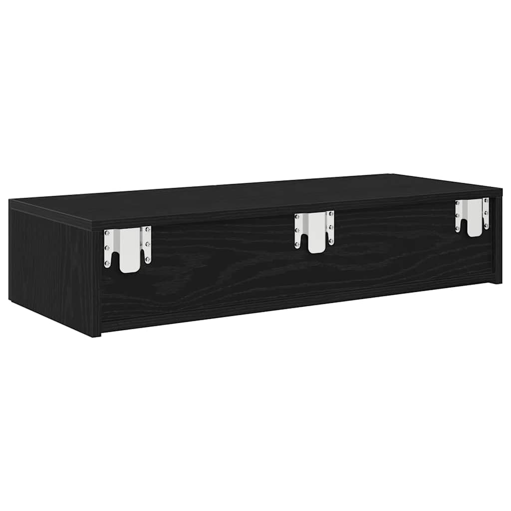 Wandschap met lades 80x33x17 cm bewerkt hout zwart is nu te koop bij PeponiXL, paradijselijk wonen!