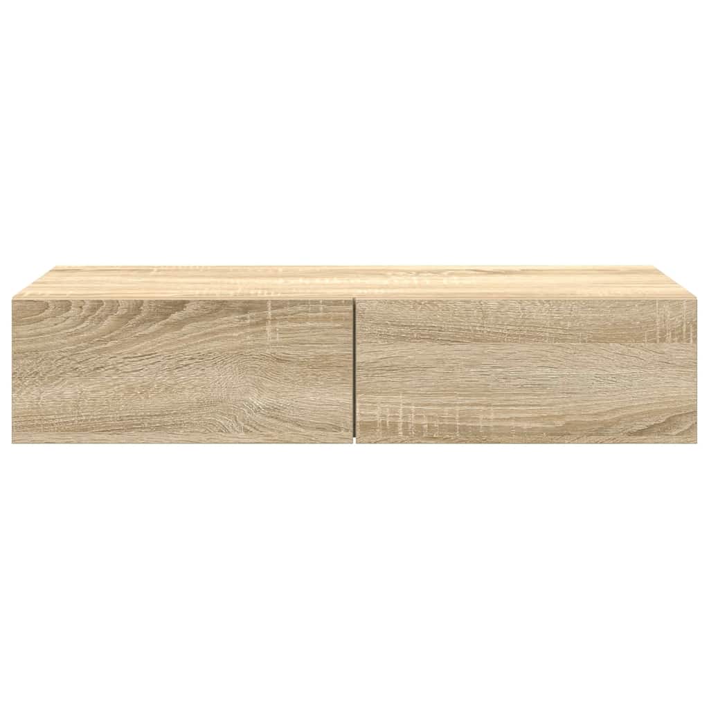 Wandschap met lades 80x33x17 cm bewerkt hout sonoma eikenkleur is nu te koop bij PeponiXL, paradijselijk wonen!