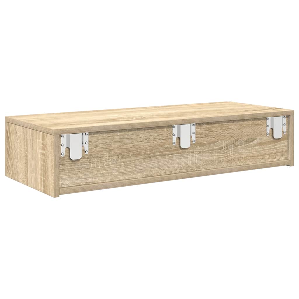 Wandschap met lades 80x33x17 cm bewerkt hout sonoma eikenkleur is nu te koop bij PeponiXL, paradijselijk wonen!