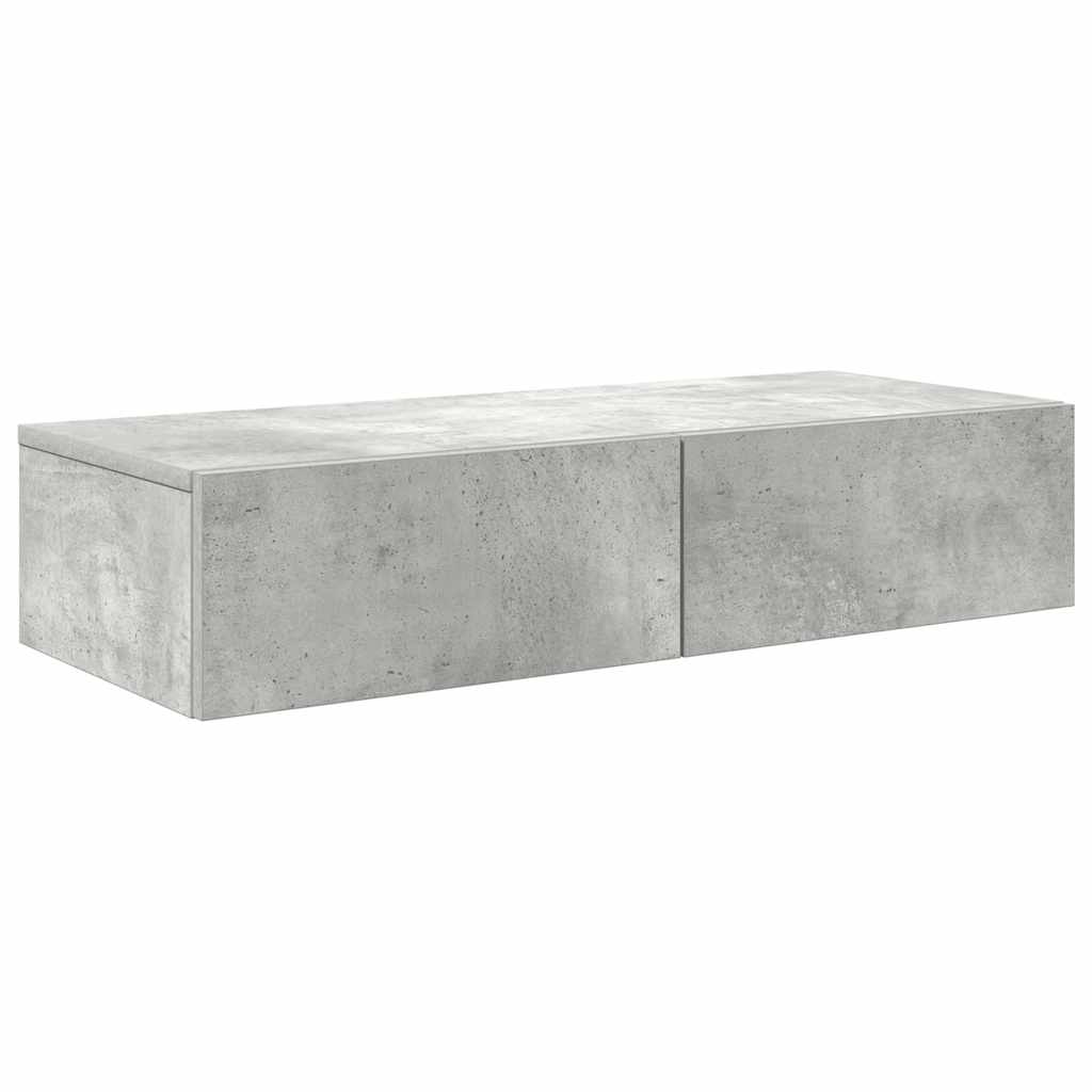 Wandschap met lades 80x33x17 cm bewerkt hout betongrijs is nu te koop bij PeponiXL, paradijselijk wonen!