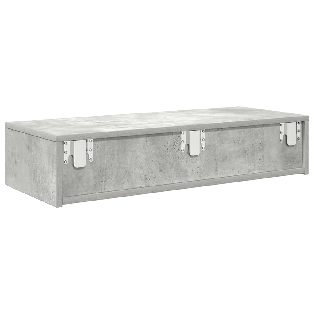 Wandschap met lades 80x33x17 cm bewerkt hout betongrijs is nu te koop bij PeponiXL, paradijselijk wonen!
