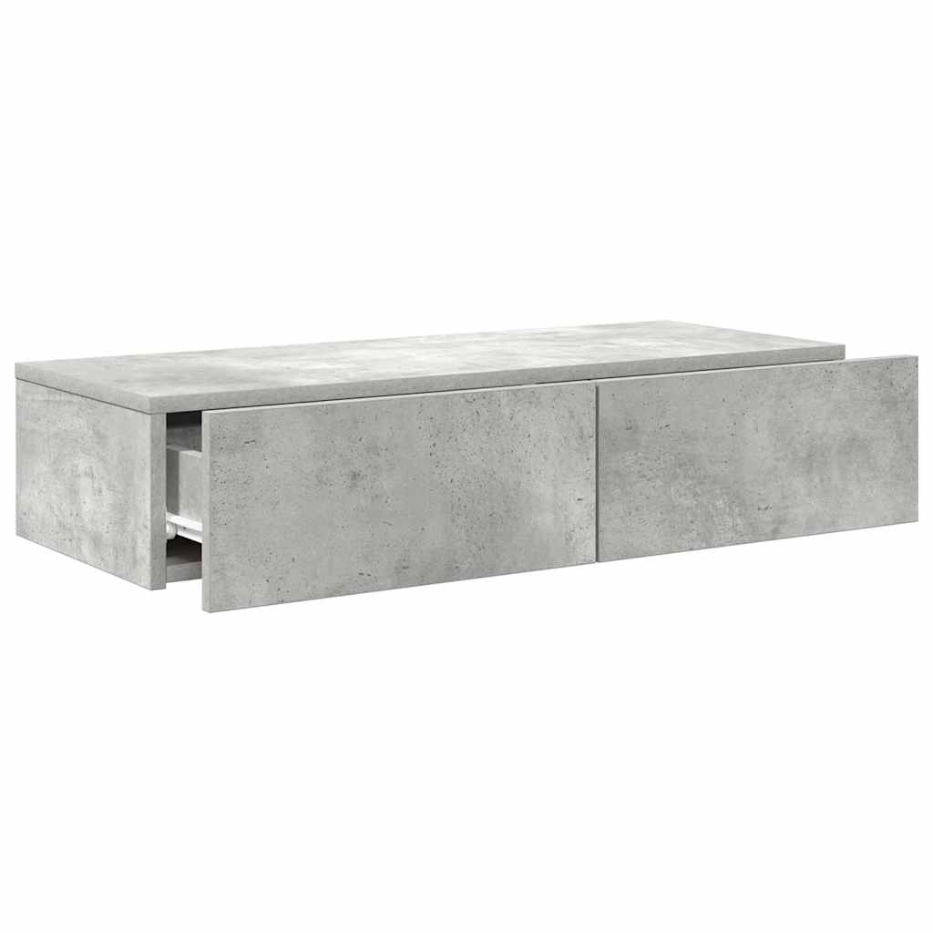 Wandschap met lades 80x33x17 cm bewerkt hout betongrijs is nu te koop bij PeponiXL, paradijselijk wonen!