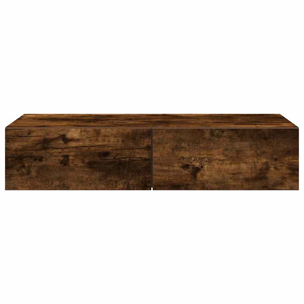 Wandschap met lades 80x33x17 cm bewerkt hout gerookt eikenkleur is nu te koop bij PeponiXL, paradijselijk wonen!