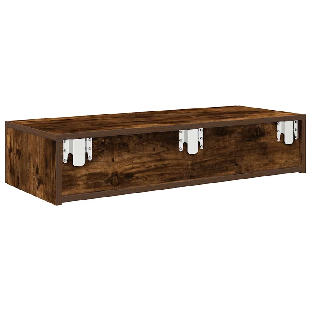 Wandschap met lades 80x33x17 cm bewerkt hout gerookt eikenkleur is nu te koop bij PeponiXL, paradijselijk wonen!