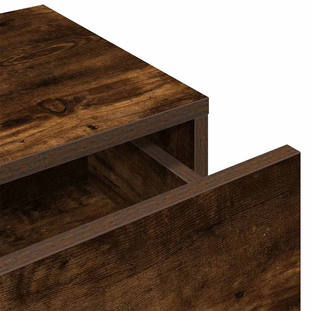 Wandschap met lades 80x33x17 cm bewerkt hout gerookt eikenkleur is nu te koop bij PeponiXL, paradijselijk wonen!