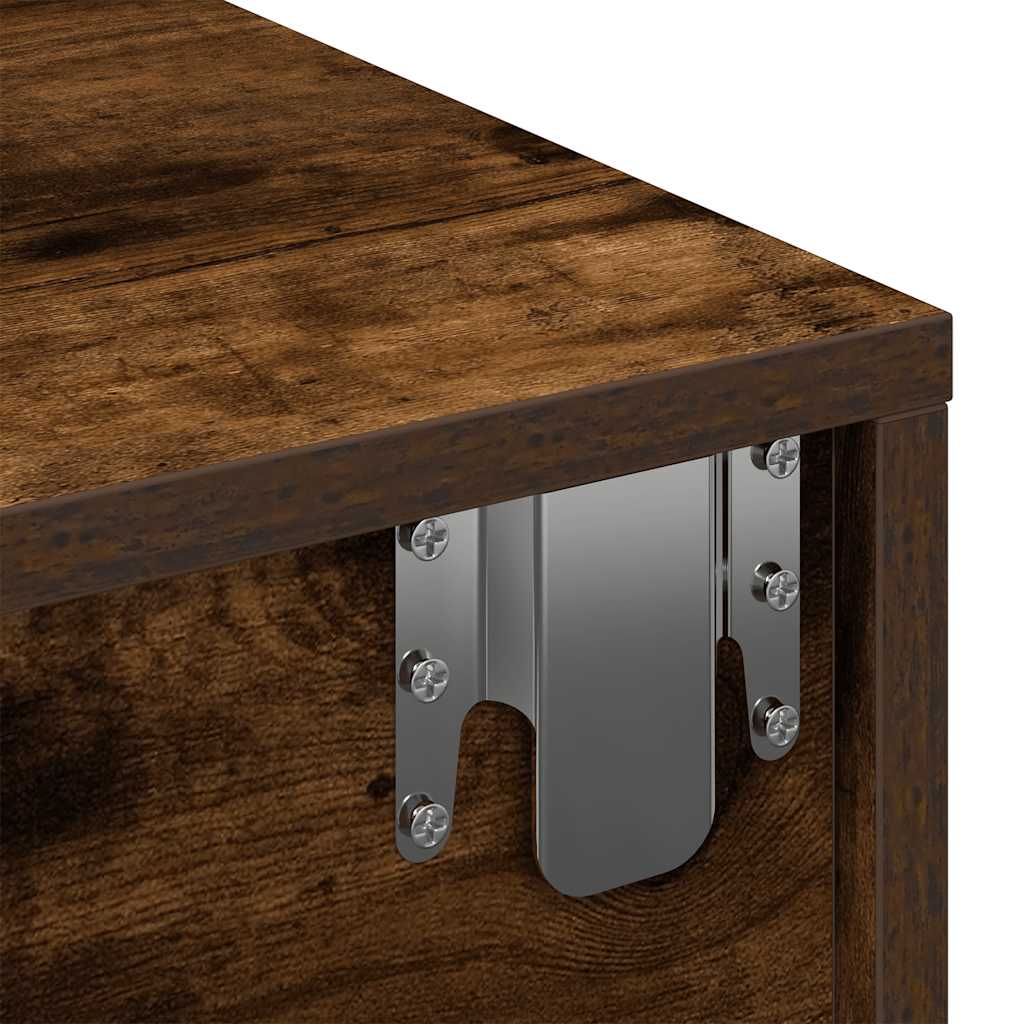 Wandschap met lades 80x33x17 cm bewerkt hout gerookt eikenkleur is nu te koop bij PeponiXL, paradijselijk wonen!