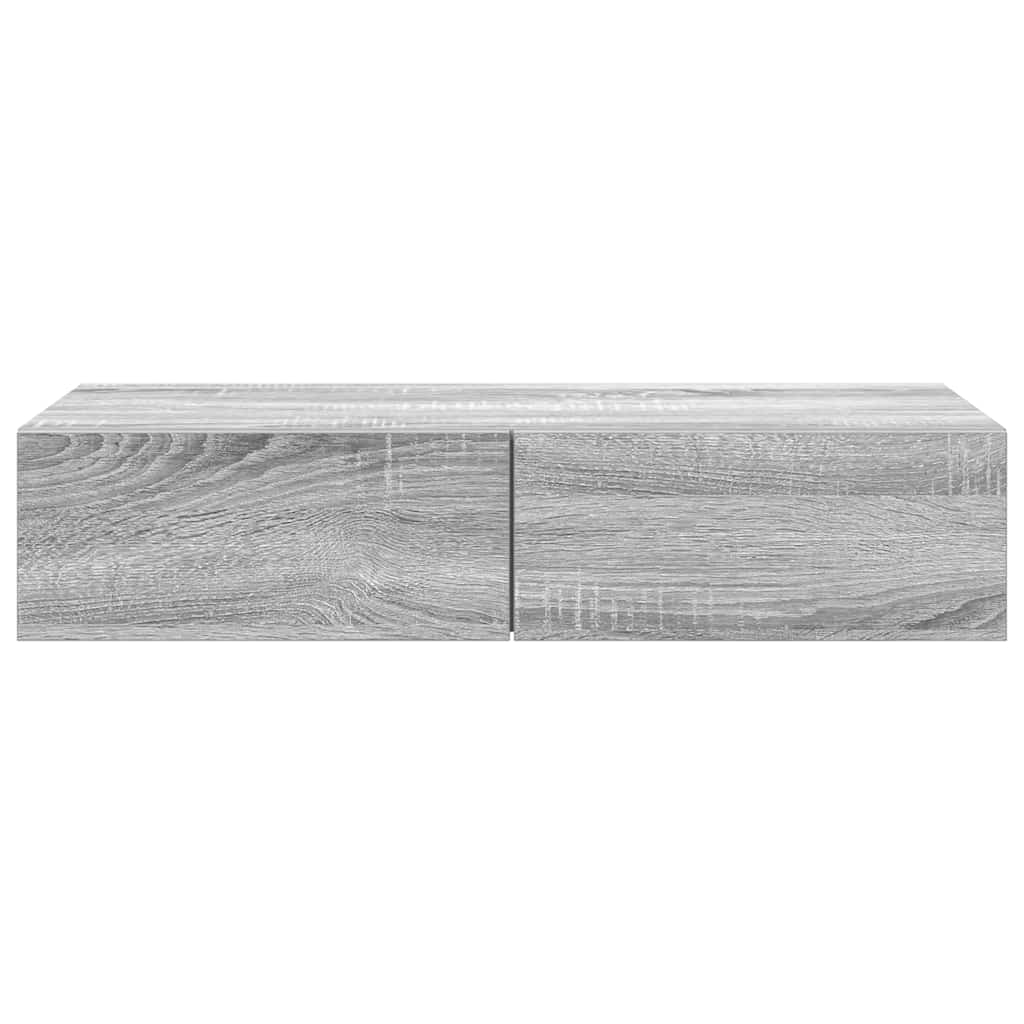 Wandschap met lades 80x33x17 cm bewerkt hout grijs sonoma eiken is nu te koop bij PeponiXL, paradijselijk wonen!