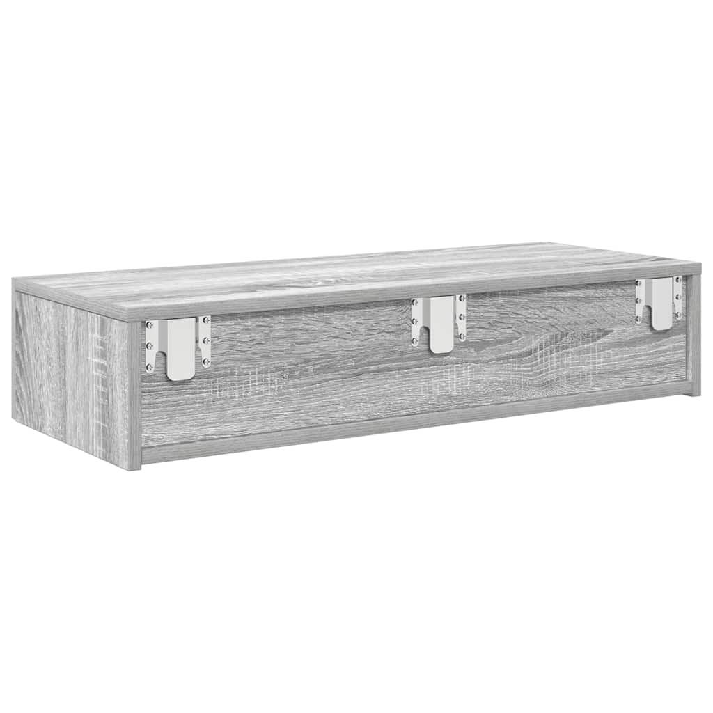 Wandschap met lades 80x33x17 cm bewerkt hout grijs sonoma eiken is nu te koop bij PeponiXL, paradijselijk wonen!