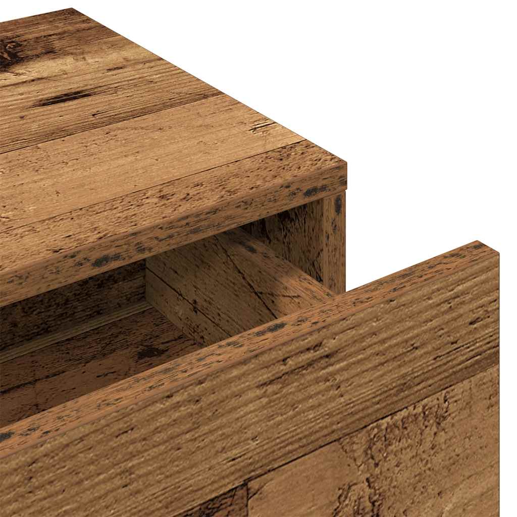 Wandschap met lades 80x33x17 cm bewerkt hout oud houtkleurig is nu te koop bij PeponiXL, paradijselijk wonen!