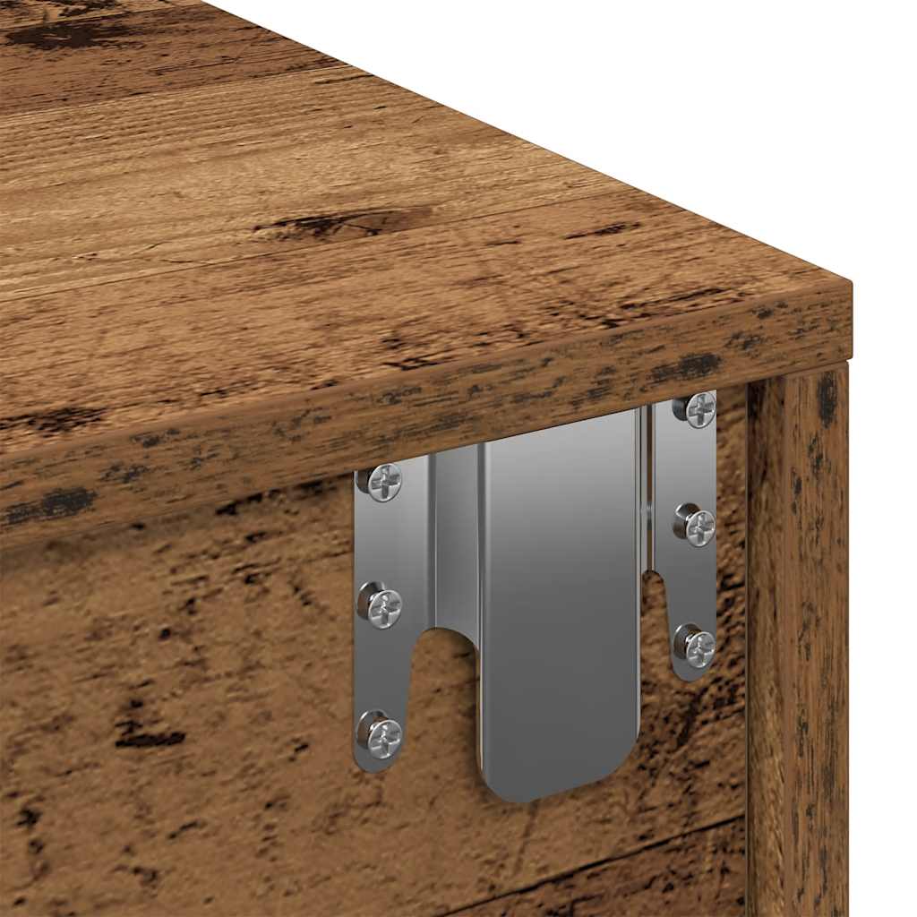 Wandschap met lades 80x33x17 cm bewerkt hout oud houtkleurig is nu te koop bij PeponiXL, paradijselijk wonen!